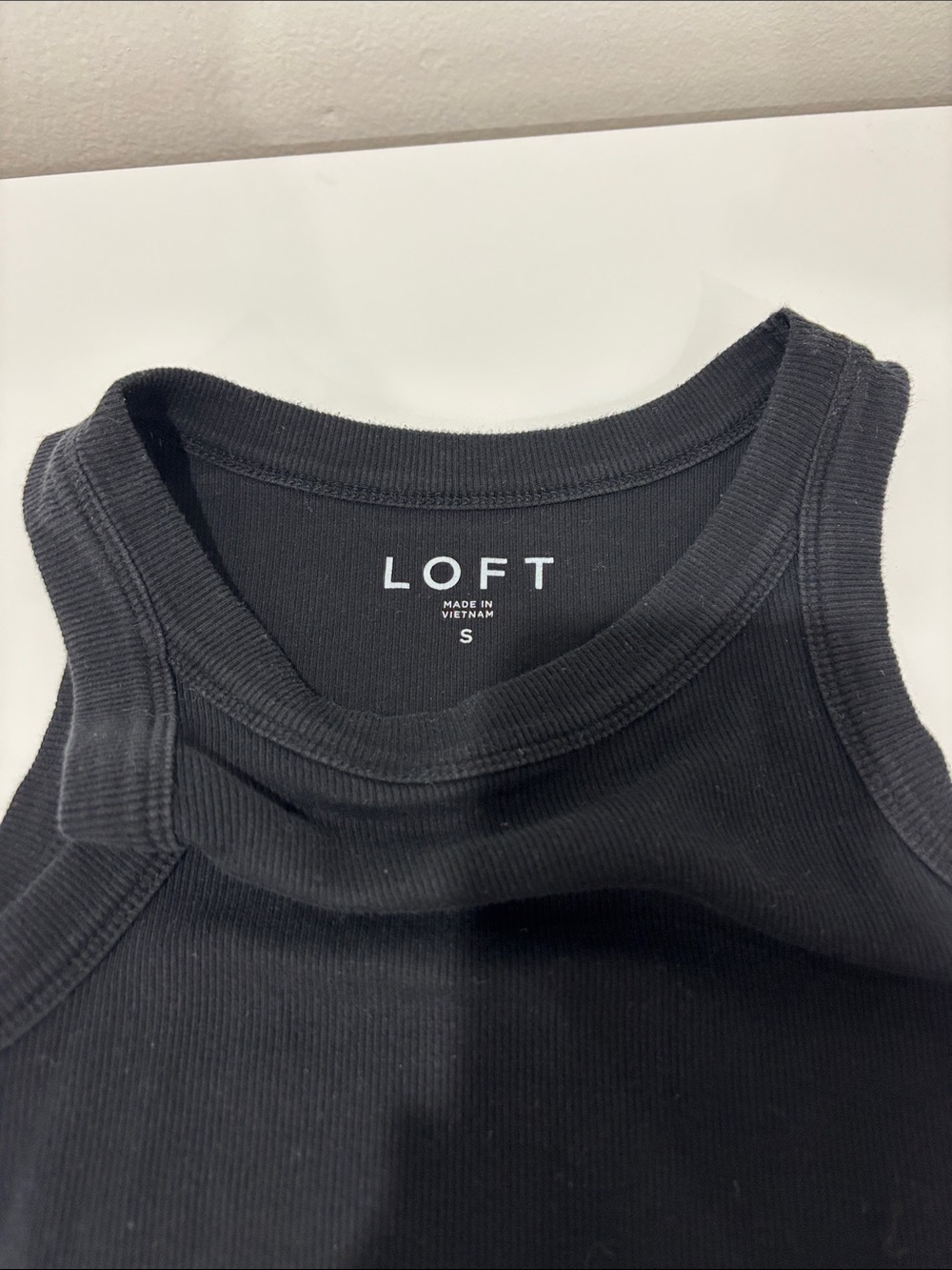 LOFT Black Ribbed Scoop Tank - Picture 2 of 2
